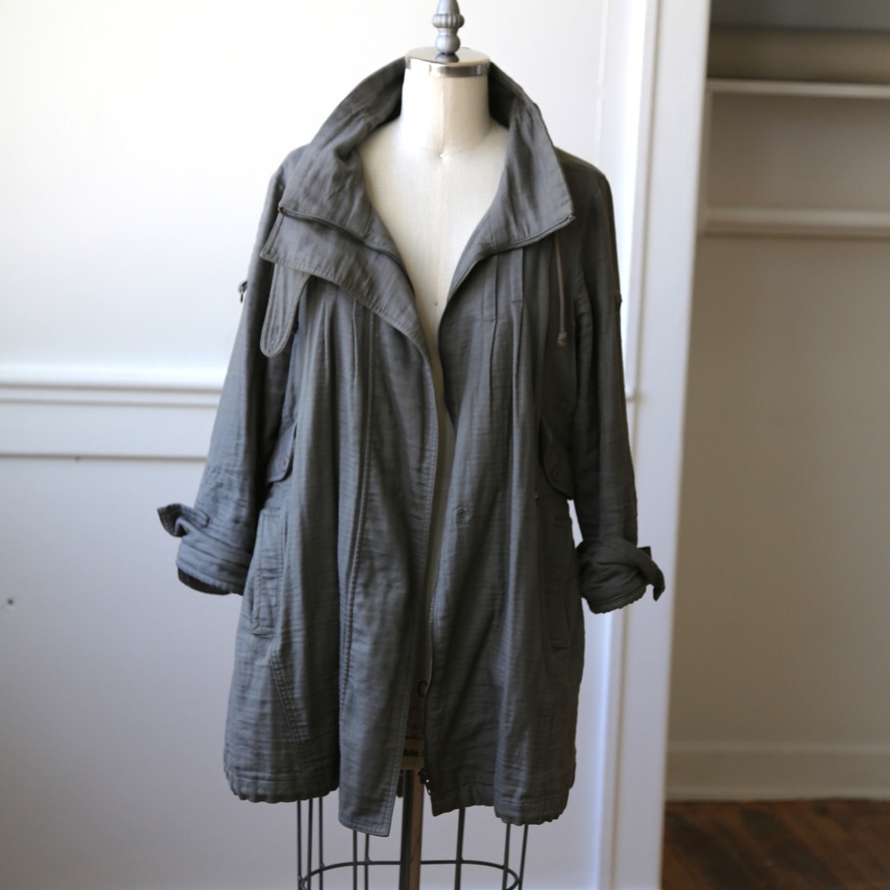 BDG Cotton Utility Trench Jacket Midi Length